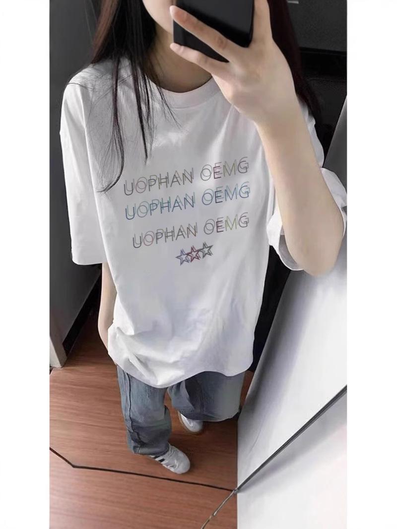 

Women s Korean Style White Cotton Loose-Fit T-Shirt XXL