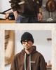 360g Herren Lockerer Schwerer Farbblock-Hoodie - Retro Frühling/Herbst Gestickte Lässige Jacke