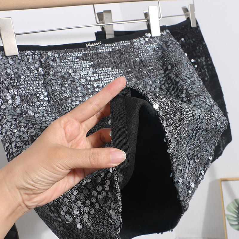 Heavy Industry Silver Sequined Skirt Female Small 2025 Sparkling Streamer A-line Bag Hip Skirt Zipper Uchimura Female Skirt