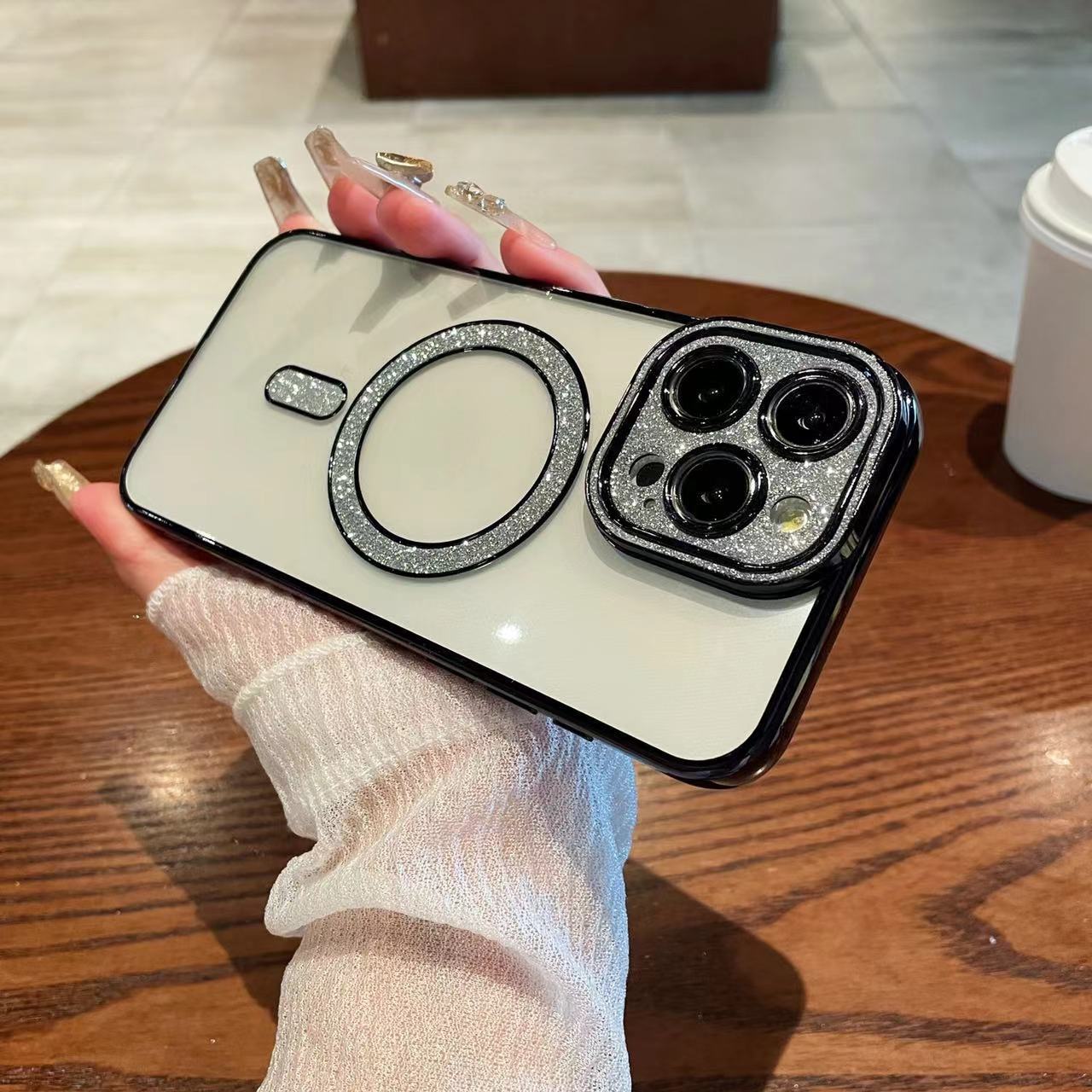 

Gradient Flash Powder Magnetic Suction Suitable for Apple 16 Mobile Phone Case IPhone 15 Diamond Lens Film 14 Transparent 13 Protective Case iPhone12promax