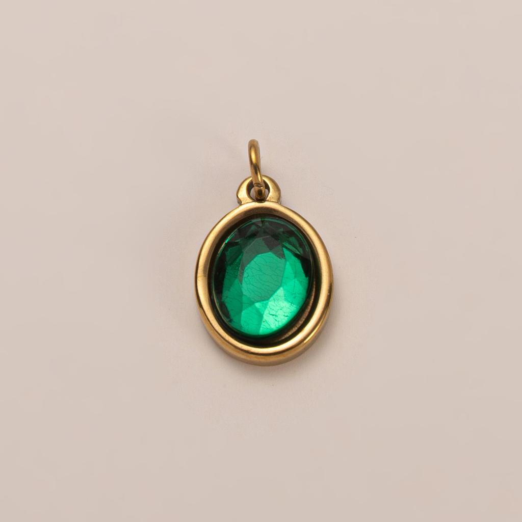Stainless Steel Diy Basic Live Mouth Chain 12 Birthstone Pendant Necklace Furnace Vacuum Plating 18K Gold Color Retention