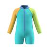 Childrens/Kids Colour Block Zipped Long-Sleeved One Piece Swimsuit