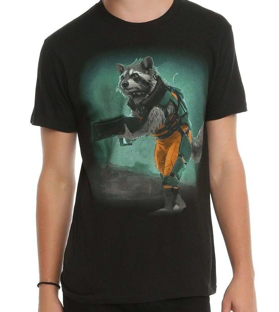 

Marvel The Guardians of the Galaxy Mens Rocket Raccoon Black Shirt New XS, S L