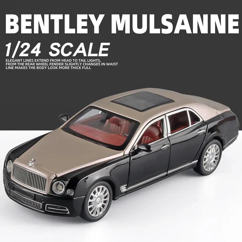 1:24 Bentley Mulsanne Modellauto aus Metallguss, Sammlerstück, Fahrzeugsimulation mit Sound und Licht, Spielzeugauto aus Metall, Geschenk für Kinder, A586