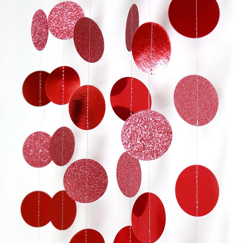 4m Red Mirror Glitter Round Ornament/Pull,up Decoration For Festive Atmosphere