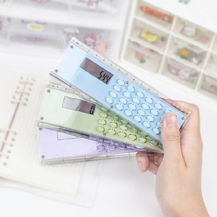 8-siffrig elektronisk kalkylator i 15 cm linjal Bärbart verktyg för klassrumskontorsbruk Mätskala Gåva