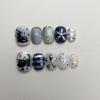 European Starry Sky Black Cat 3D Heart & Stars Short False Nails