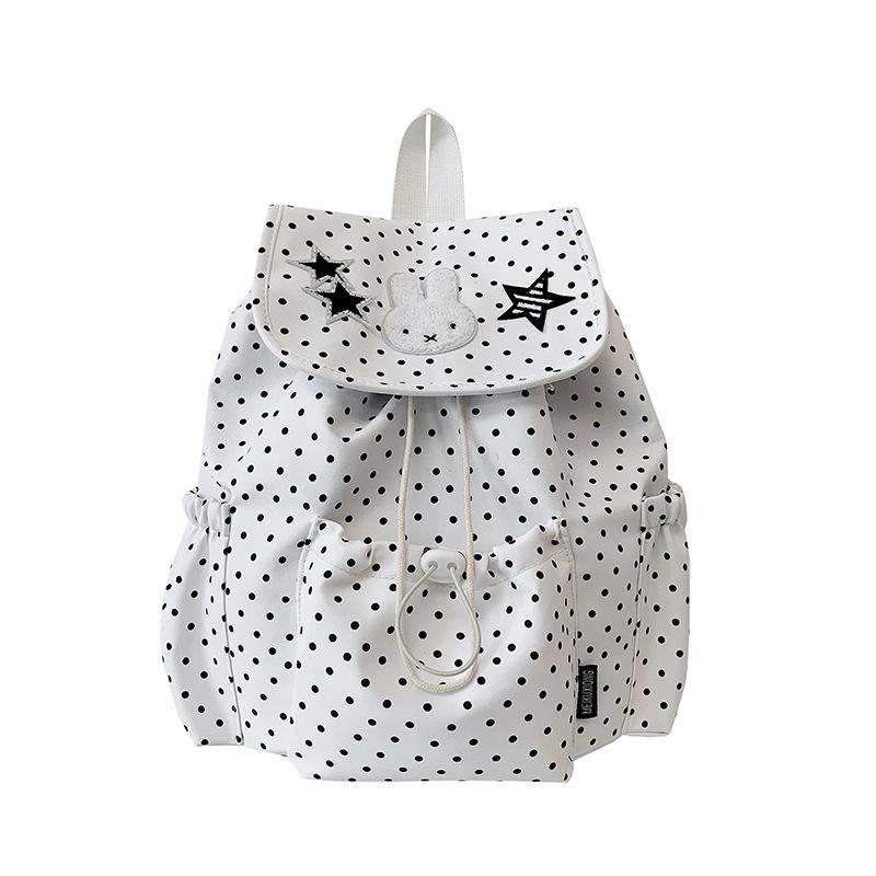 Schoolbag spring and summer backpack Korean version cartoon Korean backpack female drawstring design cute polka dot casual versatile student schoolbag
