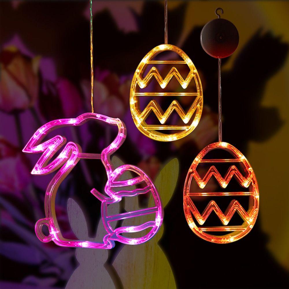 Multicolor Egg Suction Cup Light Plastic Atmosphere Light New Easter Window Lights  Party