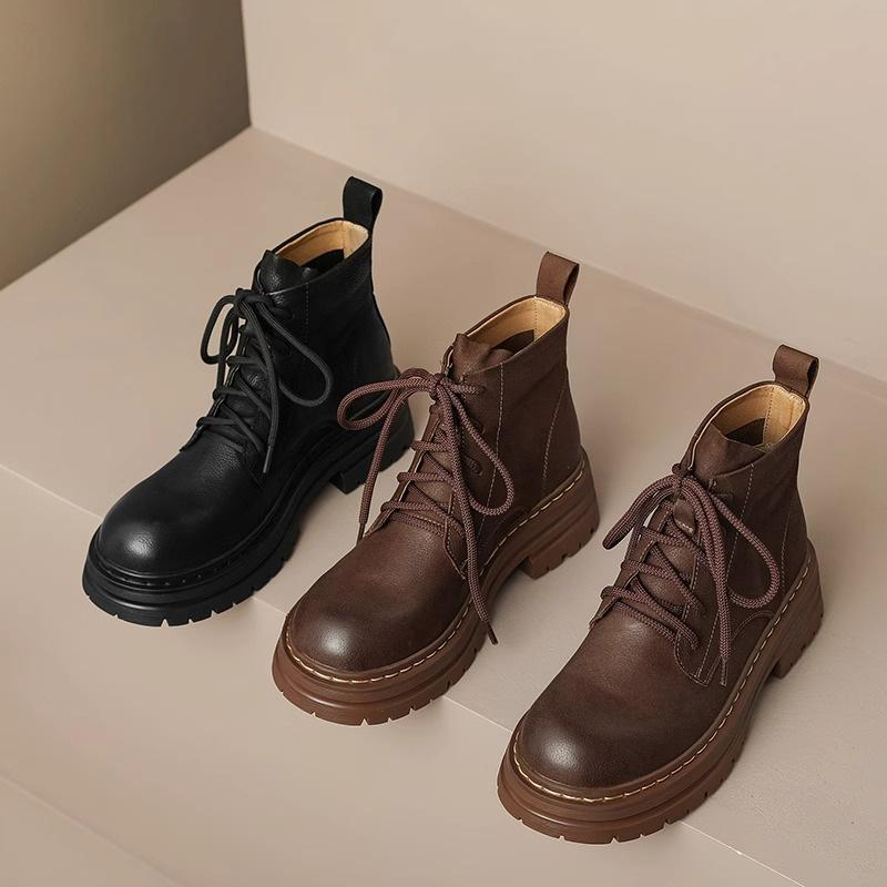 Madingi britiško stiliaus platforminiai batai moterims, rudens-žiemos sezonui, nauji dizainerio kasdieniai aulinukai, moteriški mados vienos spalvos odiniai batai
