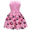 Cute Minnie Mouse Print Girls Sleeveless Dress A-Line Big Pink Bow Flared Skirt Floral Cartoon Kids Princess Sundress for Birthday Party Daily Wear