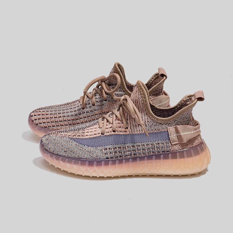 Popcorn versatile fly-woven sneakers men's breathable soft-soled running shoes 2025 spring and summer couple coconut shoes