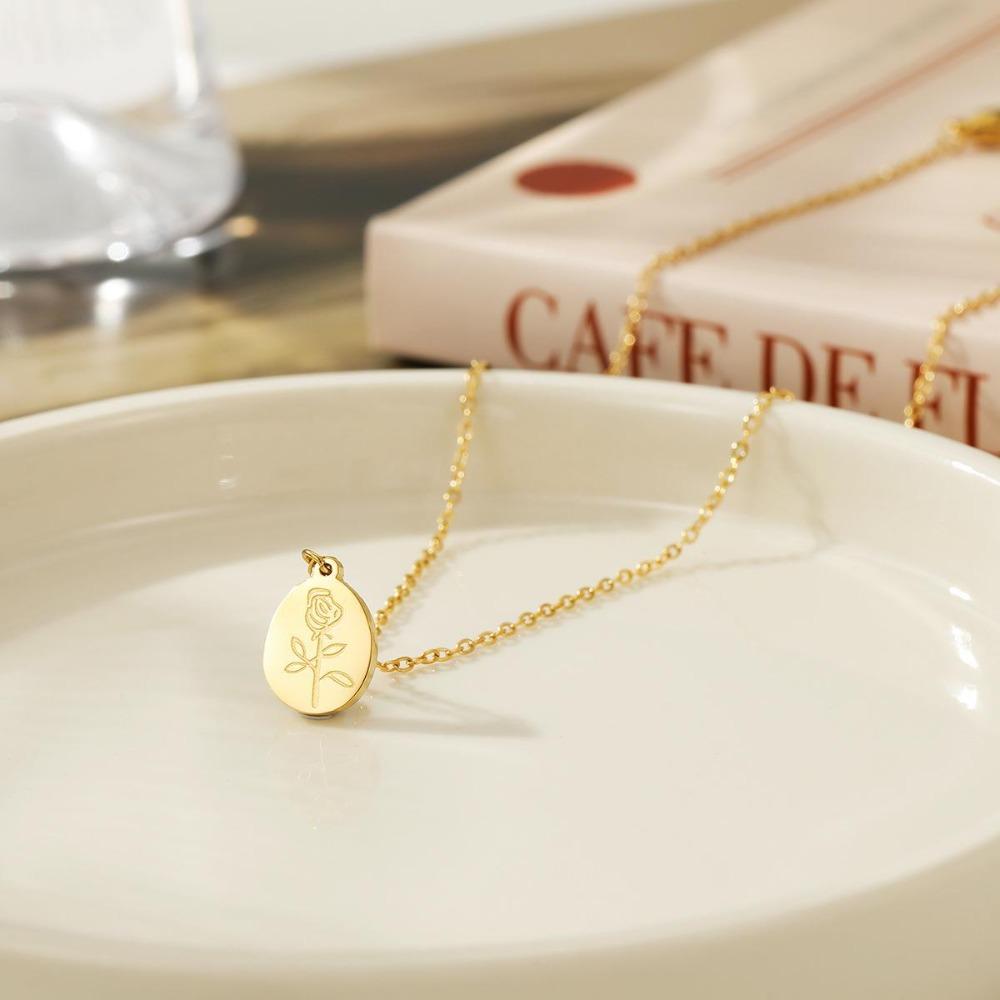 

Classic Temperament Gold Color Water Drop Stainless Steel Flower Necklace for Women Charm Fashion Party Collar Jewelry No Fade золотой