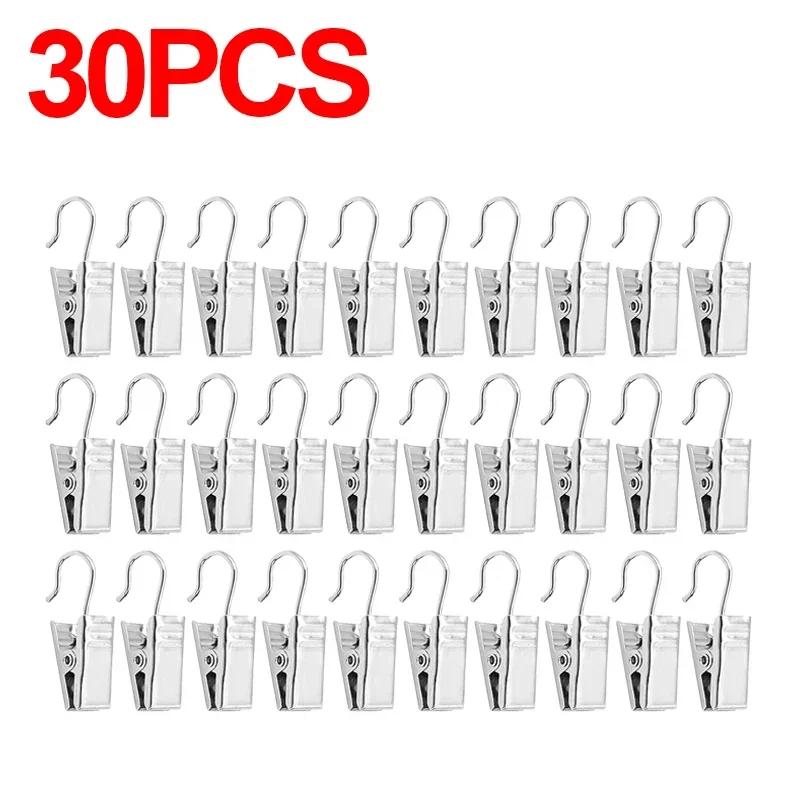 10/50Pcs Metal Mini Curtain Clips with Hook Multifunctional Shower Curtain Hook Home Photos Decoration Clips Window Accessories