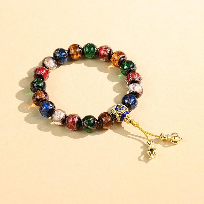 Handmade Glass Bead Bracelet Women Men Boho Spiritual Jewelry With Ash Gray Beads 17 12mmStyle
