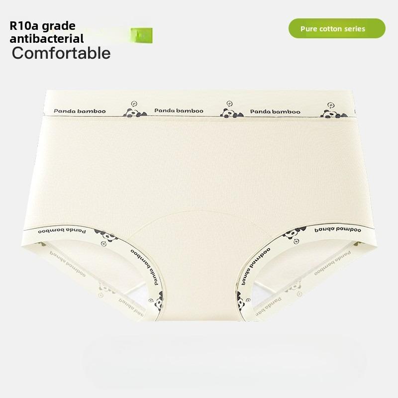 Female Spring and Autumn Letter Panda Cute Class A Pure Cotton 10A Antibacterial No Mark Mid-waist Breathable Briefs