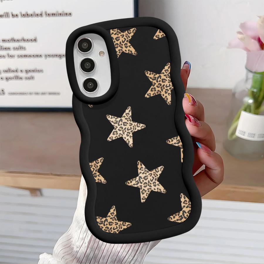 Soft Phone Cover Case for Samsung Galaxy A14 A16 A15 A21s A11 A13 A52 A12 A04 A22 A23 A53 A03 A06 A05 A33 Leopard Star Design