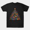 Men Black Print T-shirt Guitar Christmas Tree No-Cut Transfer Paper Print Cotton Tshirt