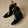 Fashion New Solid Color Interior Height Increasing Slope Heel Fashionable Short Boots Winter Black Brown Short Plush Warm Women's Shoes