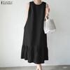 ZANZEA Women Casual Round Neck Summer Sleeveless Dress