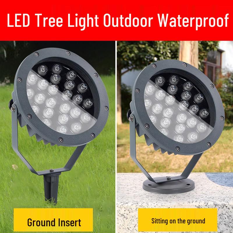 Outdoor Waterproof Tree Spotlight, Garden Floodlight, Landscape Light, Ground Plug Lawn Light