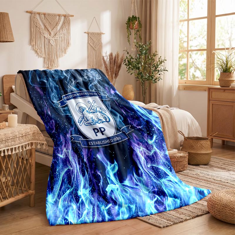 Preston North End Football Print Flannel Blanket Soft Warm Sofa Bed Throw Blanket For Home Office Bedroom
