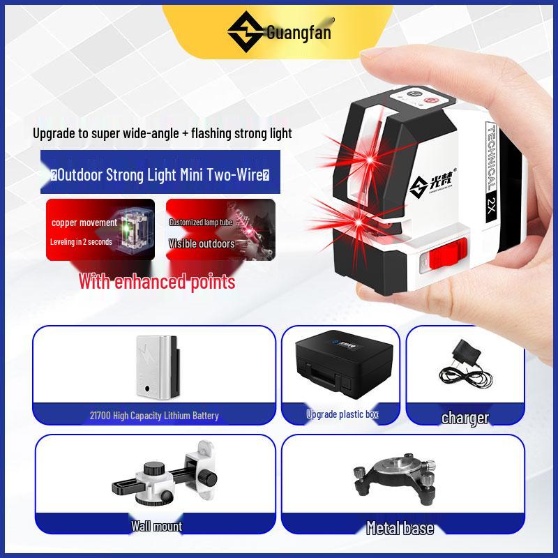 Compact High-Precision 2-Line Laser Level with Strong Light and Infrared Technology