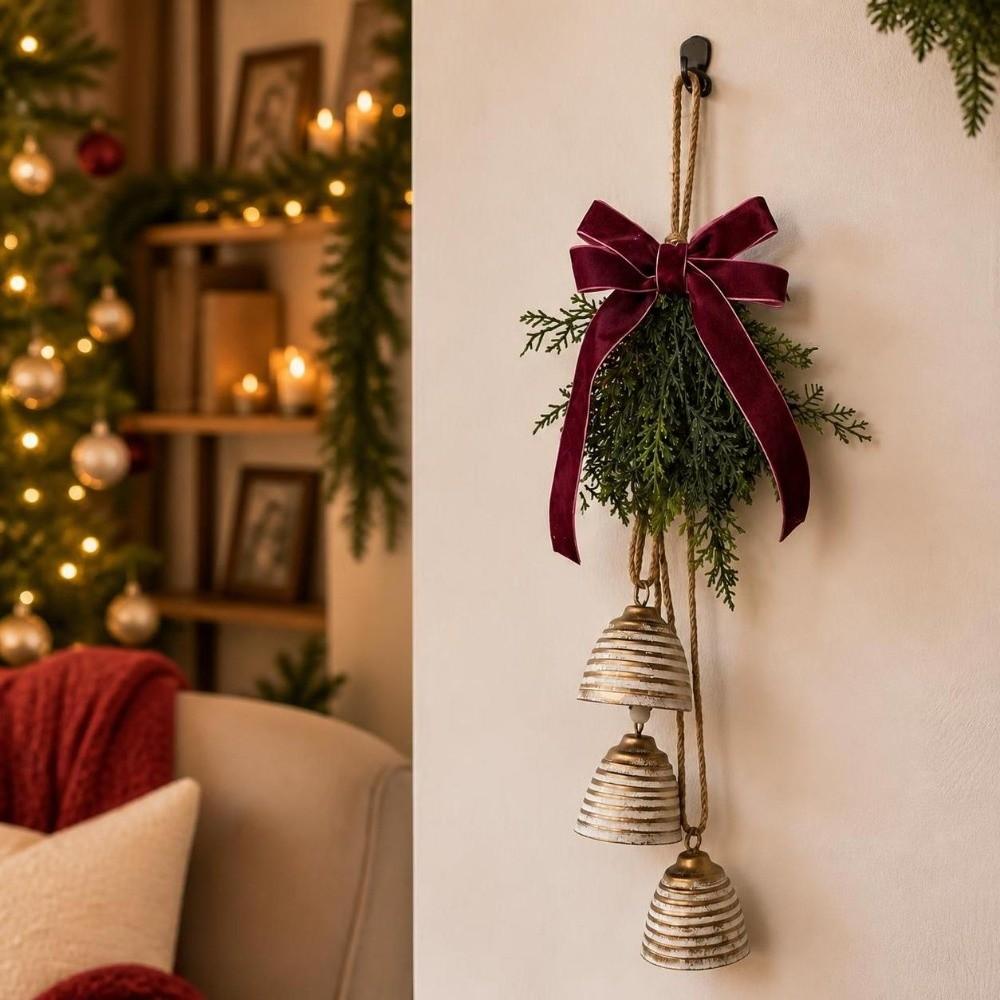 Campanella di Natale Creativa Pendente Campanella Metallica da Appendere alla Porta Decorazioni per Feste