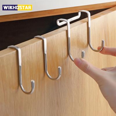 1 stücke Haken Türhaken S-förmiger Handtuchtaschenhaken Edelstahl Schrankhaken Küche Badezimmerschränke Home Storage Organisation Garten