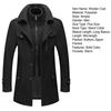Men Woolen Coat Double Stand Collar Long Sleeve Single-Breasted Solid Color Jacket with Pockets Autumn Winter Mid-length Outwear