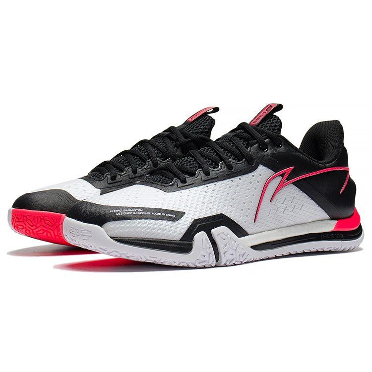 Li Ning Ground Flight SE Fabric Shock Absorption Breathable Low-Top Badminton Shoes Unisex Shoes Black White AYZS014-1