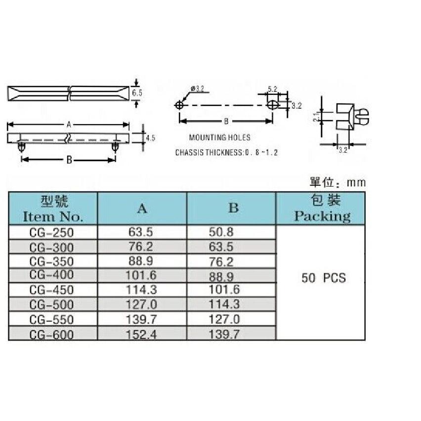 50pcs/lot PCB Boards guide groov channel Slot track Snap-In Support rail enclosure pc spacer board fixing CG250-600