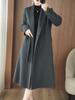 Temperament Women's Extra Long Double-Faced Wool Slim Fit Pea Coat - 100% Wool Autumn/Winter High-End Overcoat