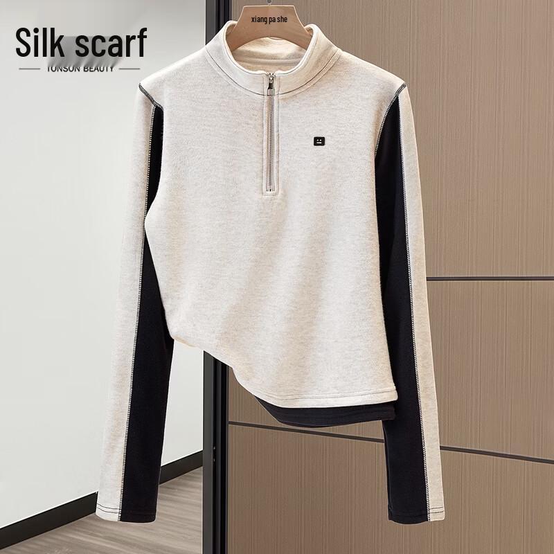Women s Stand-Collar Colorblock Sweatshirt M
