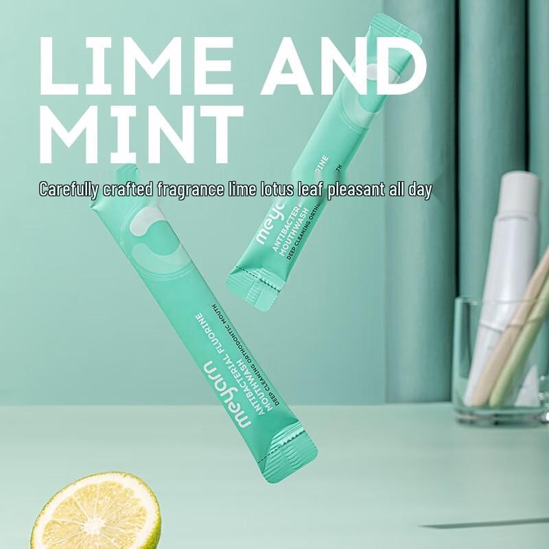 meyarn Lime Mint Fluoride Mouthwash, 12ml X 20 Sachets