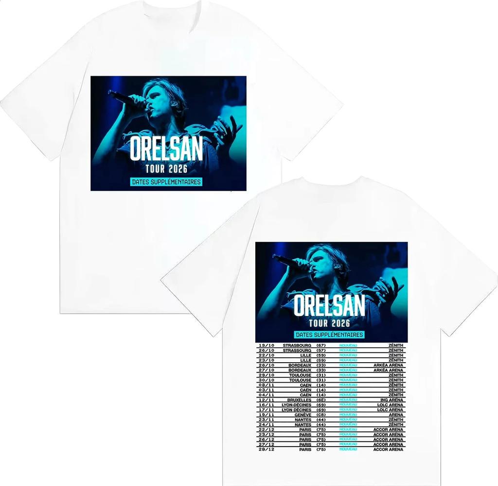 2026 Tour Tee Rapper Orelsan Hip Hop Short Sleeve Tshrit Mens Women Fashion Double Sided Print Clothing Pure Cotton Tshrits