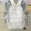 Schoolbag sea salt blue mist full of stars backpack schoolbag girls junior high school simple large capacity high value lightweight backpack