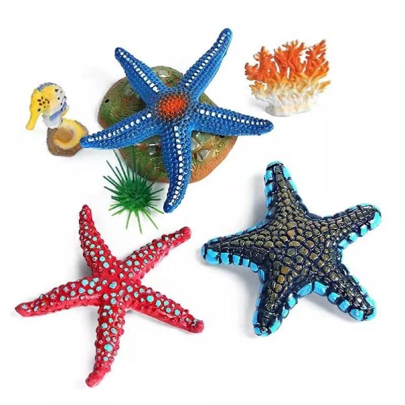 Authentic Sea Star Animal Models For Kids Educational Beach Toys Colorful Pvc Set