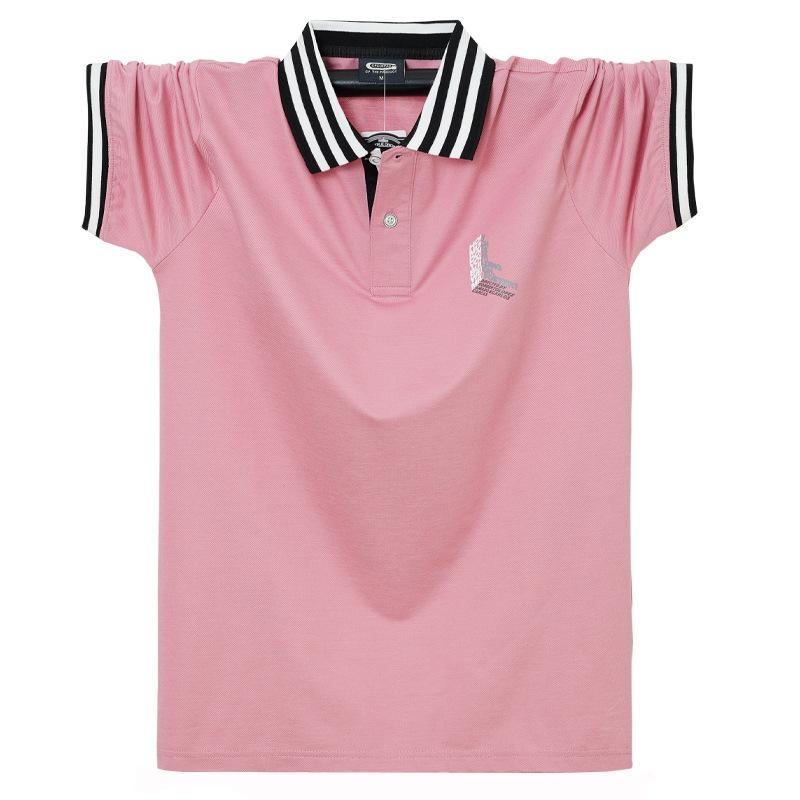 

Деловая мужская рубашка поло, модная свободная дышащая футболка с коротким рукавом XXL розовый