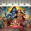 Plan 2D 1 piesă cu Domnul Shiva, Parvati și Naga (asura) împreună cu un tigru. Potrivit pentru festivalurile hinduse.