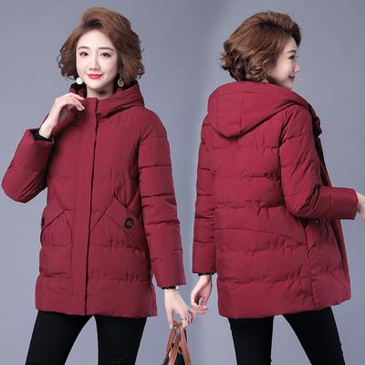 Mother's Down Cotton-padded Jacket Girls' Long Winter New Loose Slim Large Size Cotton-padded Jacket Thick Coat.