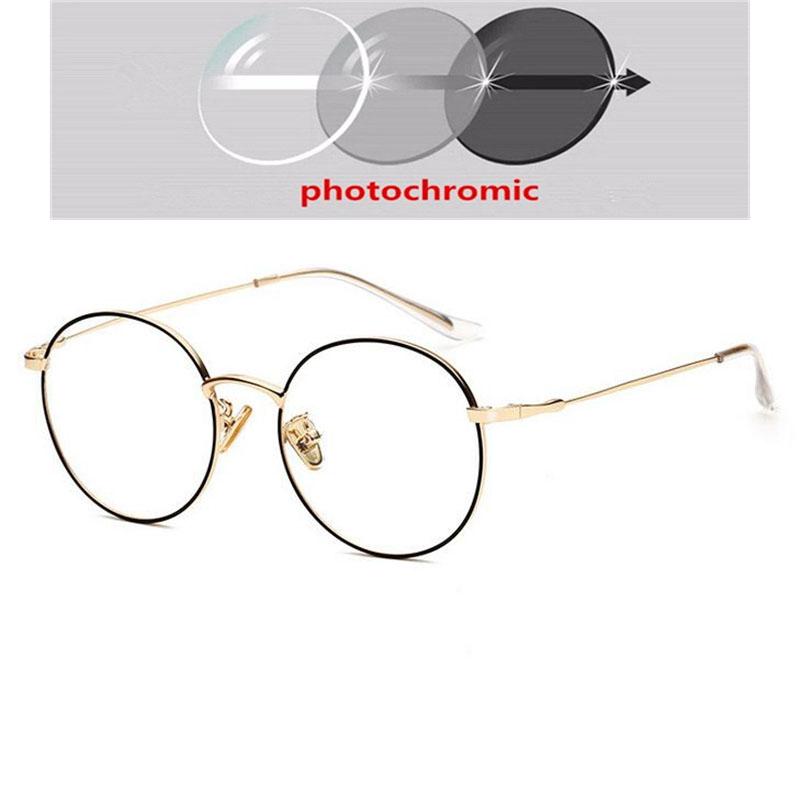 Anti Blue Light Round Nearsighted Glasses For Women Men Metal Oval Short Sight Spectacles Diopter 0 -0.5 -0.75 -1.0 To -6.0