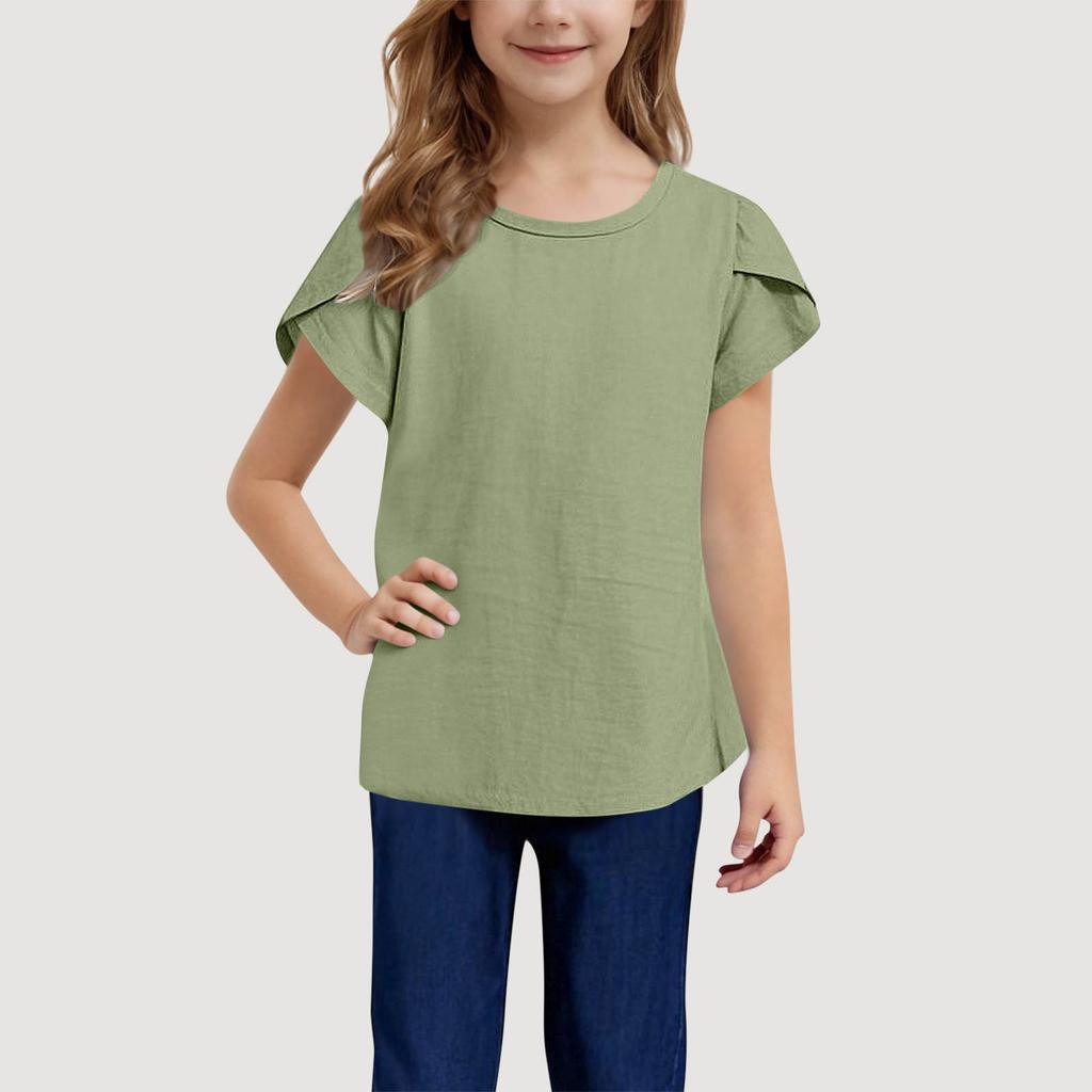 Kids' Linen Short Sleeve Tee - Round Neck Summer Top