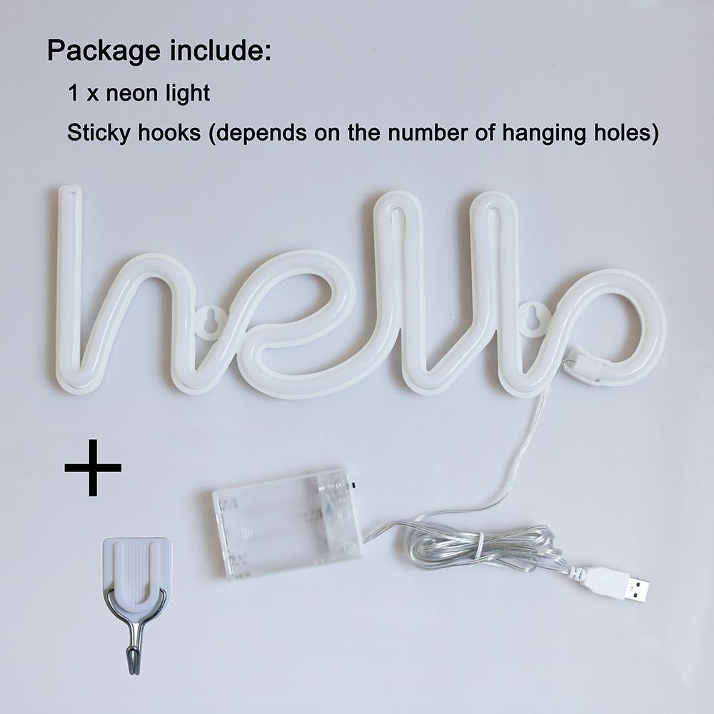 Night Light Neon Alphabet Hello Neon Lights For Birthday Wedding Party Bedroom Wall Hanging Decor Light Night