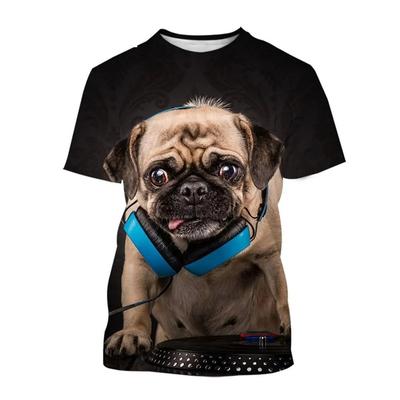 Roztomilé zvieracie domáce tričko pre psa pre mužov 3D potlačené vtipné grafické tričká s mopsom top nadrozmerné tričko s krátkym rukávom homme streetwear
