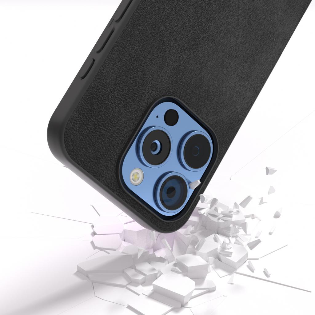 For iPhone 16 Pro Case Cowhide Texture PU+TPU+PC Protective Phone Cover