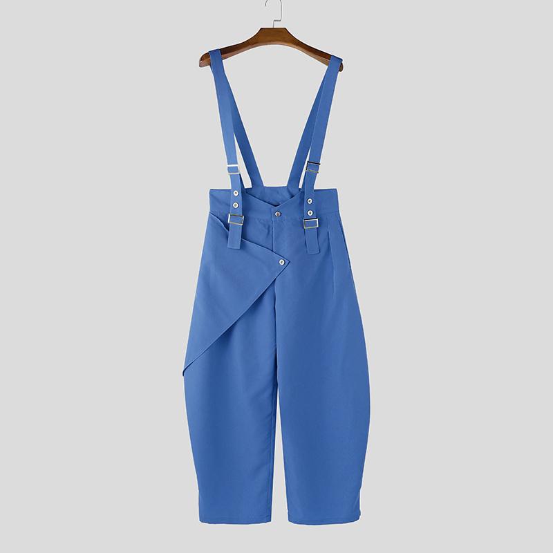 

INCERUN Summer Men Sleeveless Strap Layers Casual Loose Suspender Overalls Bib Pants 5XL синій