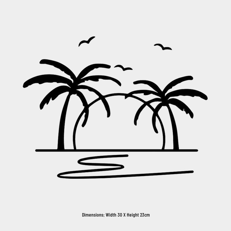 Hawaiian Sunset Beach Windmill Reflective Car Window Sticker