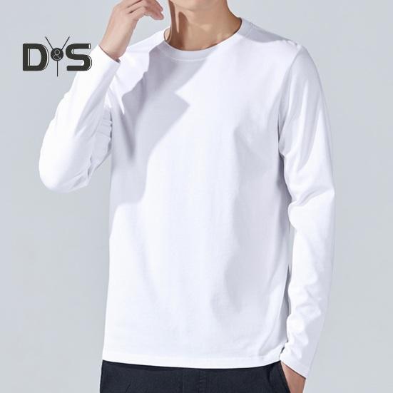 Men Sport Top Loose Pure Color Round Neck Bottoming Clothes Long Sleeves Homewear Gym Running Basketball T-shirt