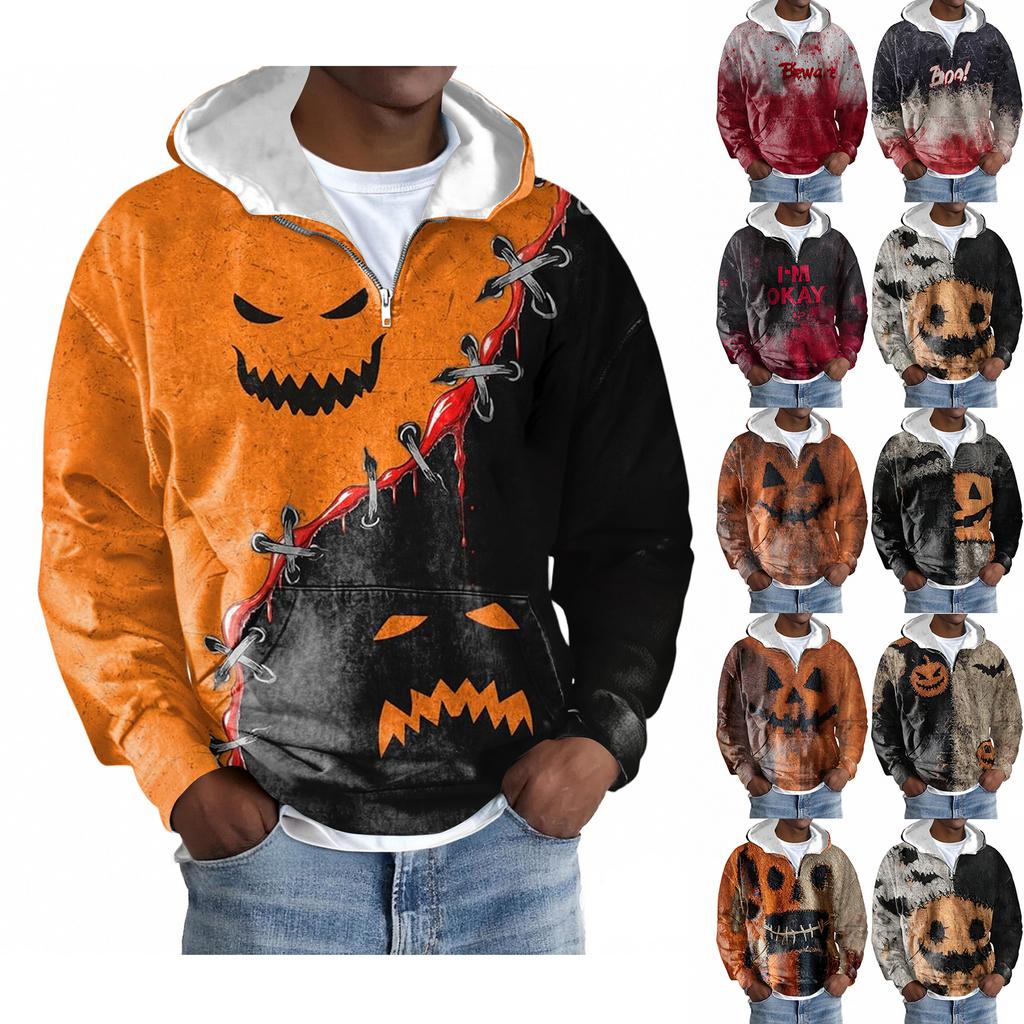 Men Zipper With Pockets  Vintage Hoodies Casual Sweatshirts Lightweight